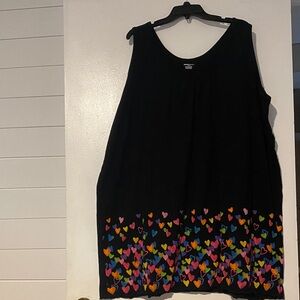 Avenue Black Tank Top with Colorful Heart Design